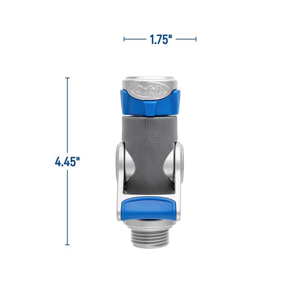 Orbit heavy-duty shut-off hose connector durable construction stands up to outdoor use