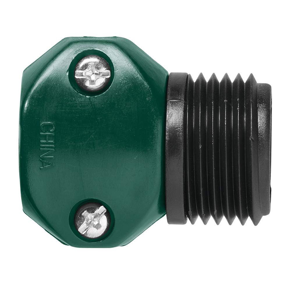 Orbit Hose Mender assembly closeup shows simple leakproof attachment for watering.