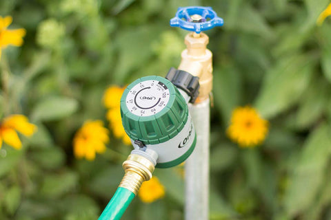 Orbit hose timer demonstrates battery-free operation for reliable irrigation control.