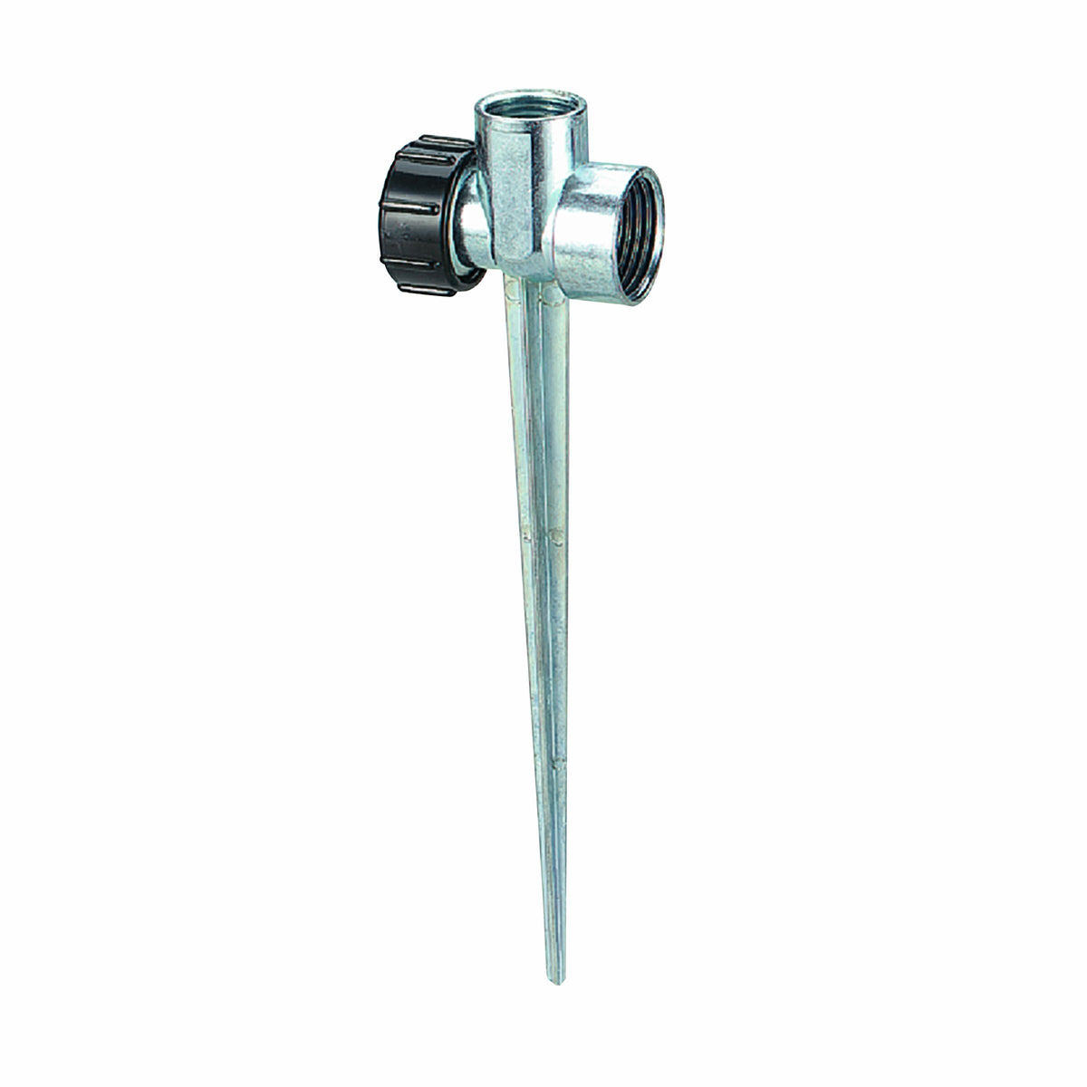Orbit 58034N metal flow-through sprinkler spike base assembly for flexible yard watering.