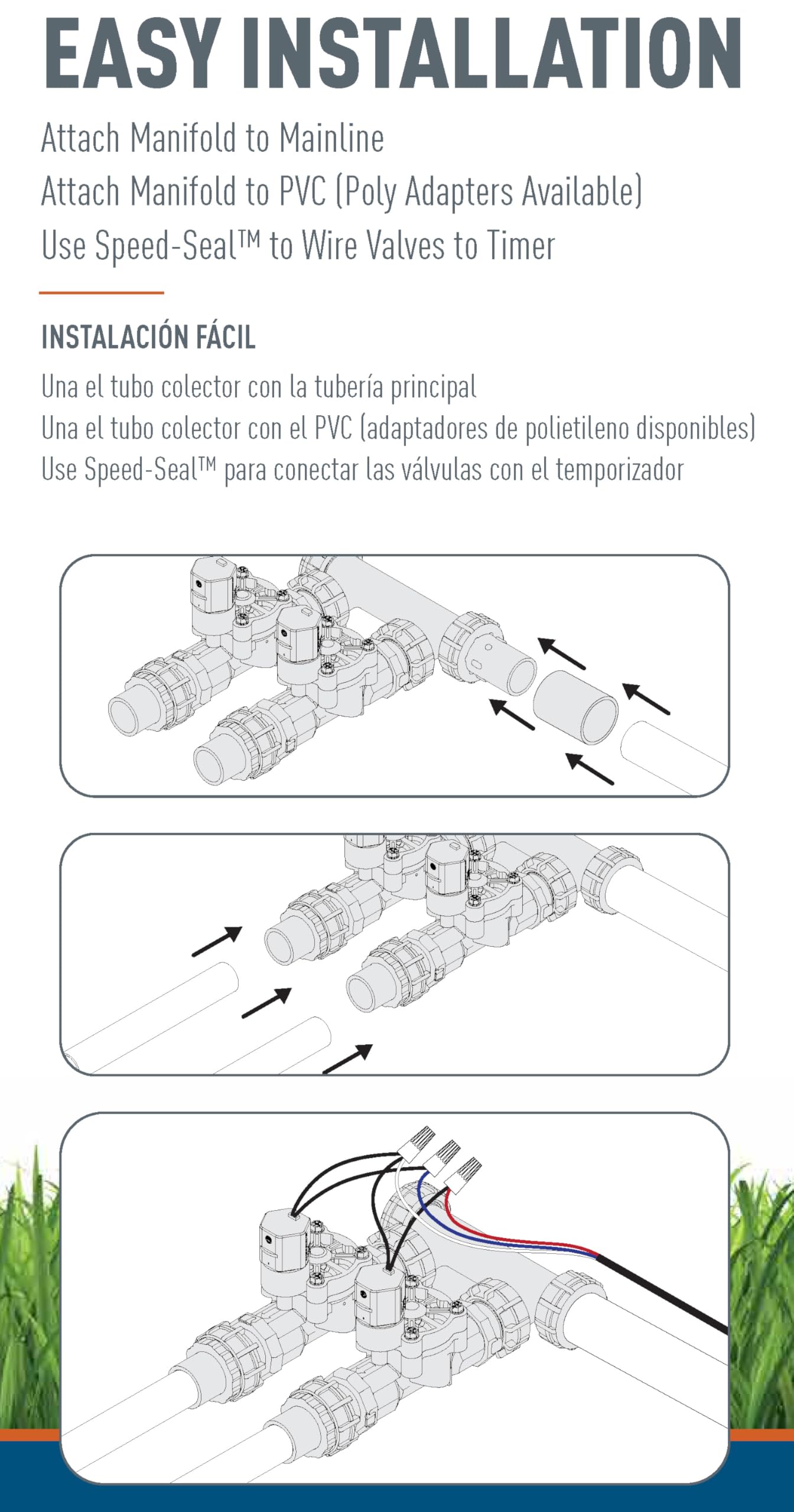 Orbit outdoor irrigation manifold designed for cold-water applications.