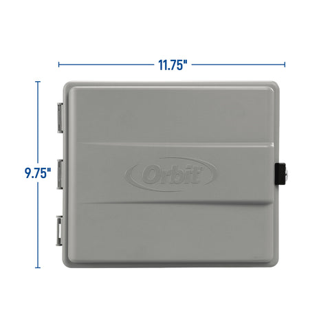 Orbit Outdoor Sprinkler Cabinet door open demonstrates easy access for maintenance.
