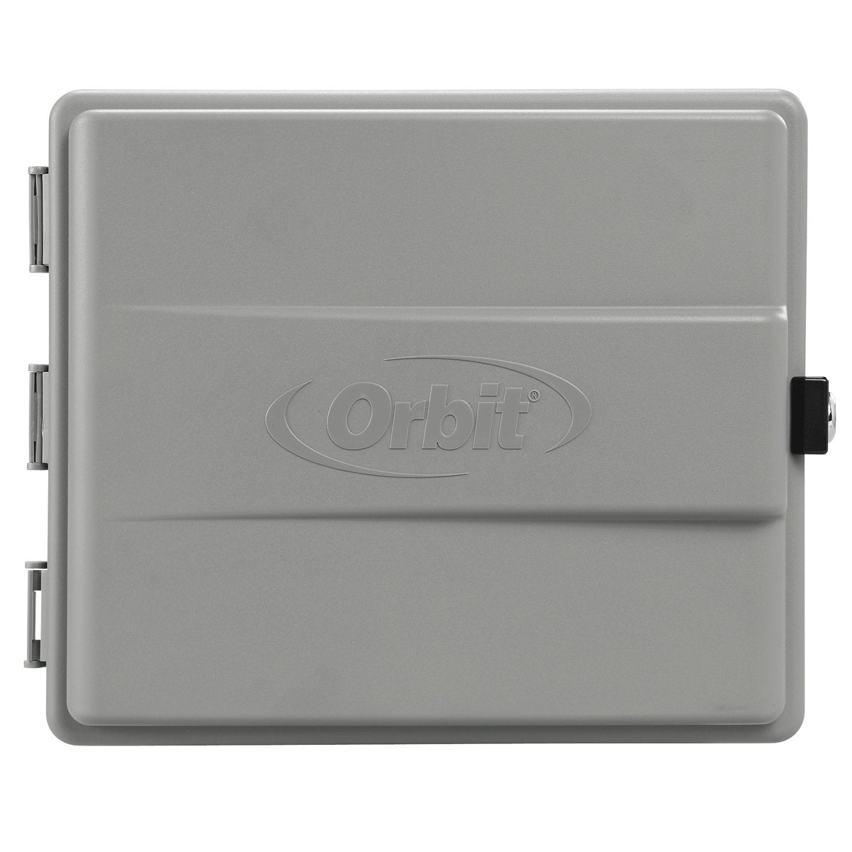 Orbit Outdoor Sprinkler Cabinet front view shows weather resistant housing for outdoor timer.