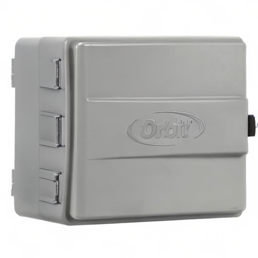 Orbit Outdoor Sprinkler Cabinet with UL GFCI receptacle enhances outdoor safety.