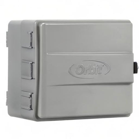 Orbit Outdoor Sprinkler Cabinet with UL GFCI receptacle enhances outdoor safety.