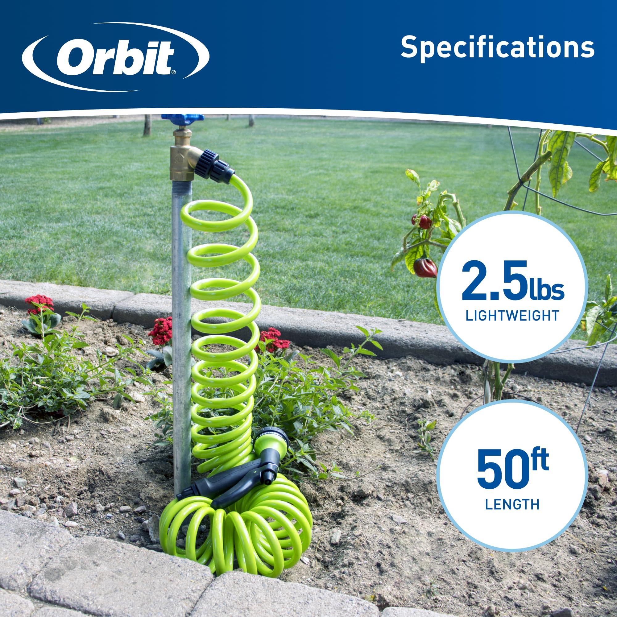 Orbit coil hose ideal for patios, balconies, and outdoor spaces.