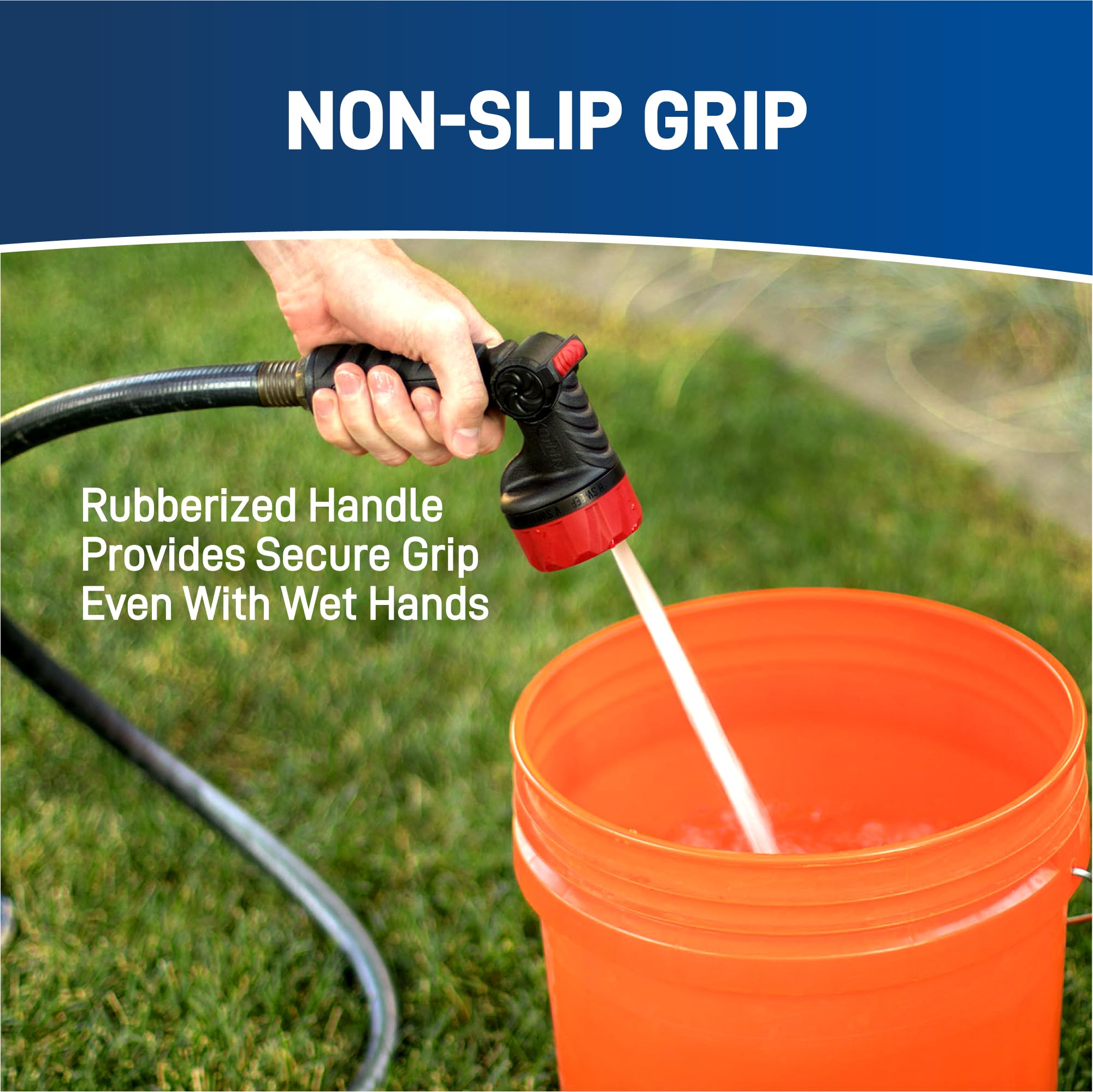 Orbit Pro Series ergonomic grip reduces hand fatigue during watering