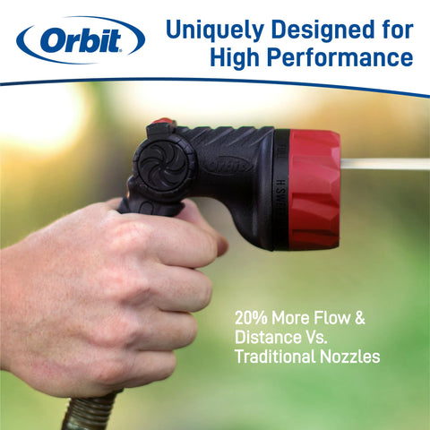 Orbit Pro Series rotating dial displaying spray pattern options for versatile watering