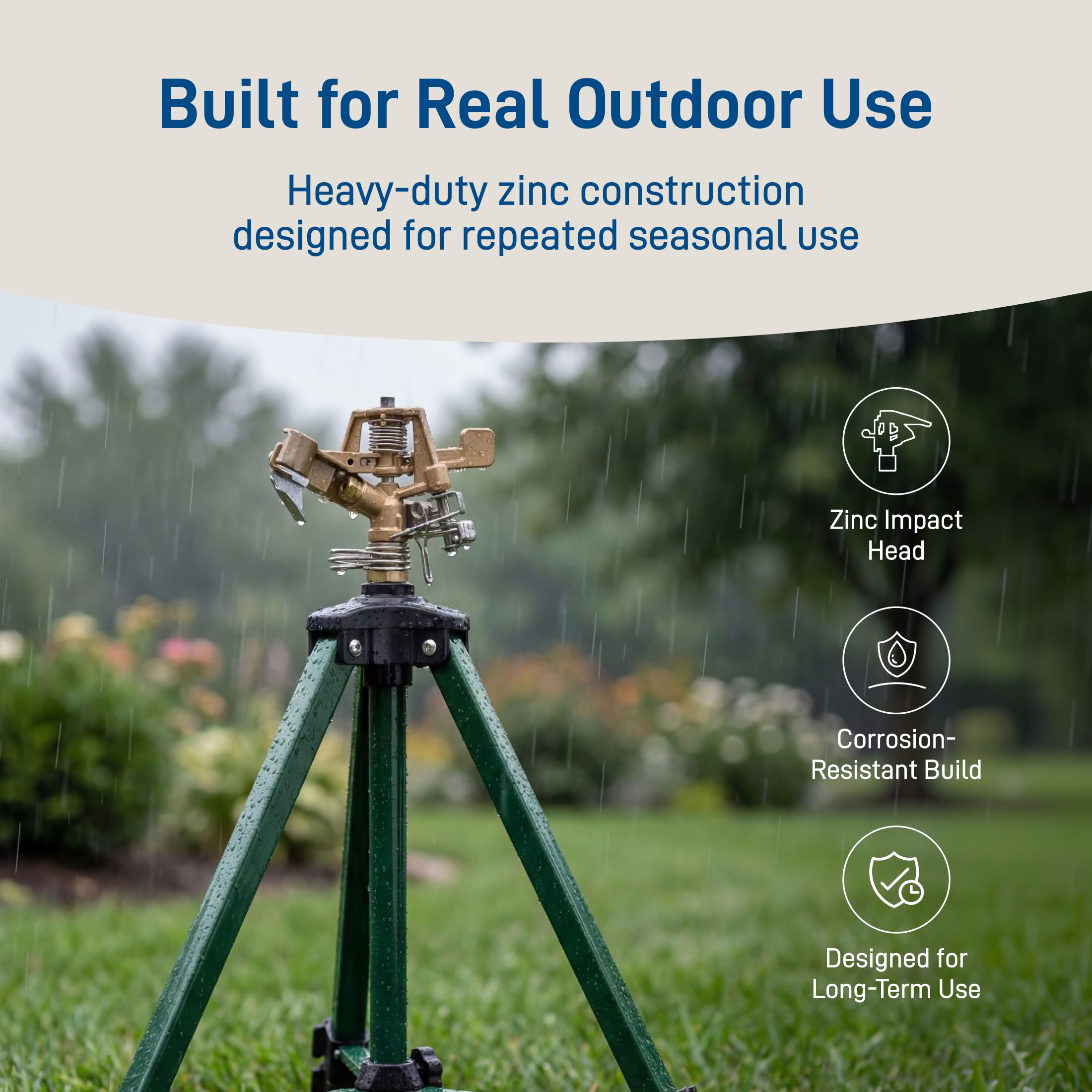 Orbit professional-grade sprinkler suitable for homeowners and contractors.
