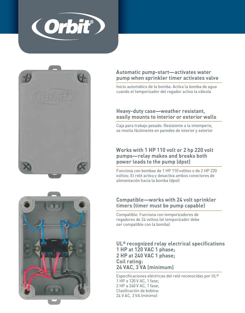 Orbit pump-start-relay compatible with Hydro-Rain and other controllers