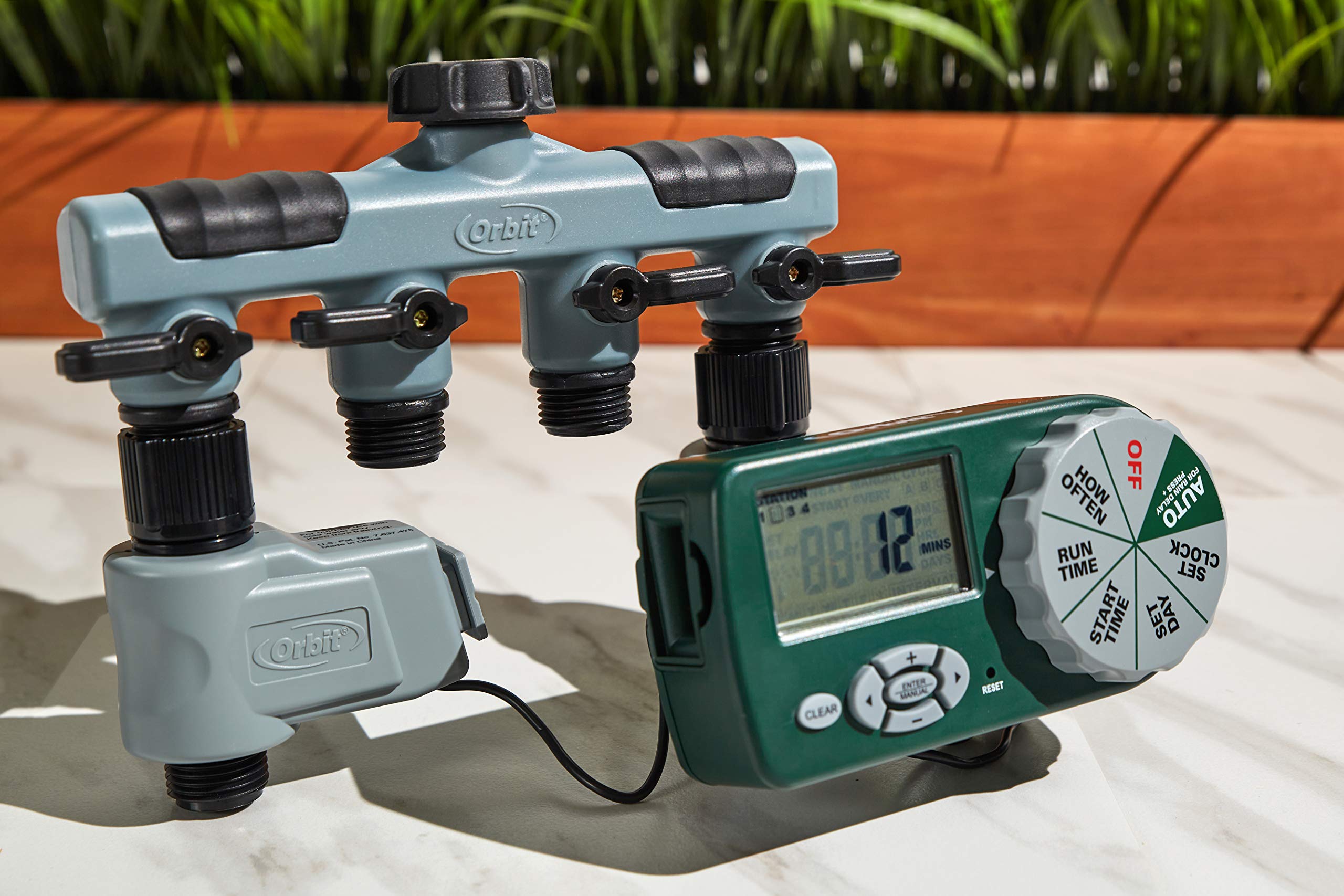 Orbit rain delay feature shows water savings when rain interrupts programming.