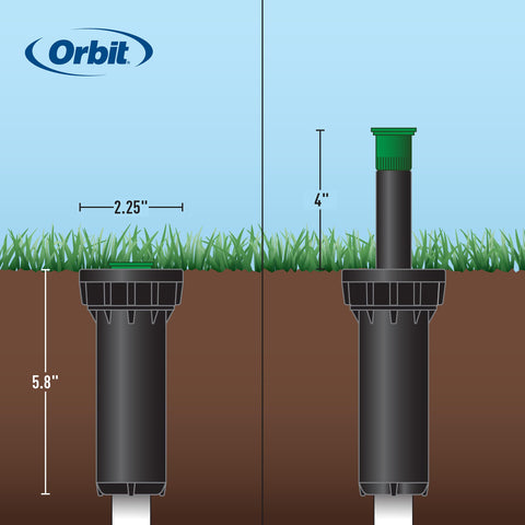 Orbit ratcheting riser stem enables post-install spray direction adjustment.