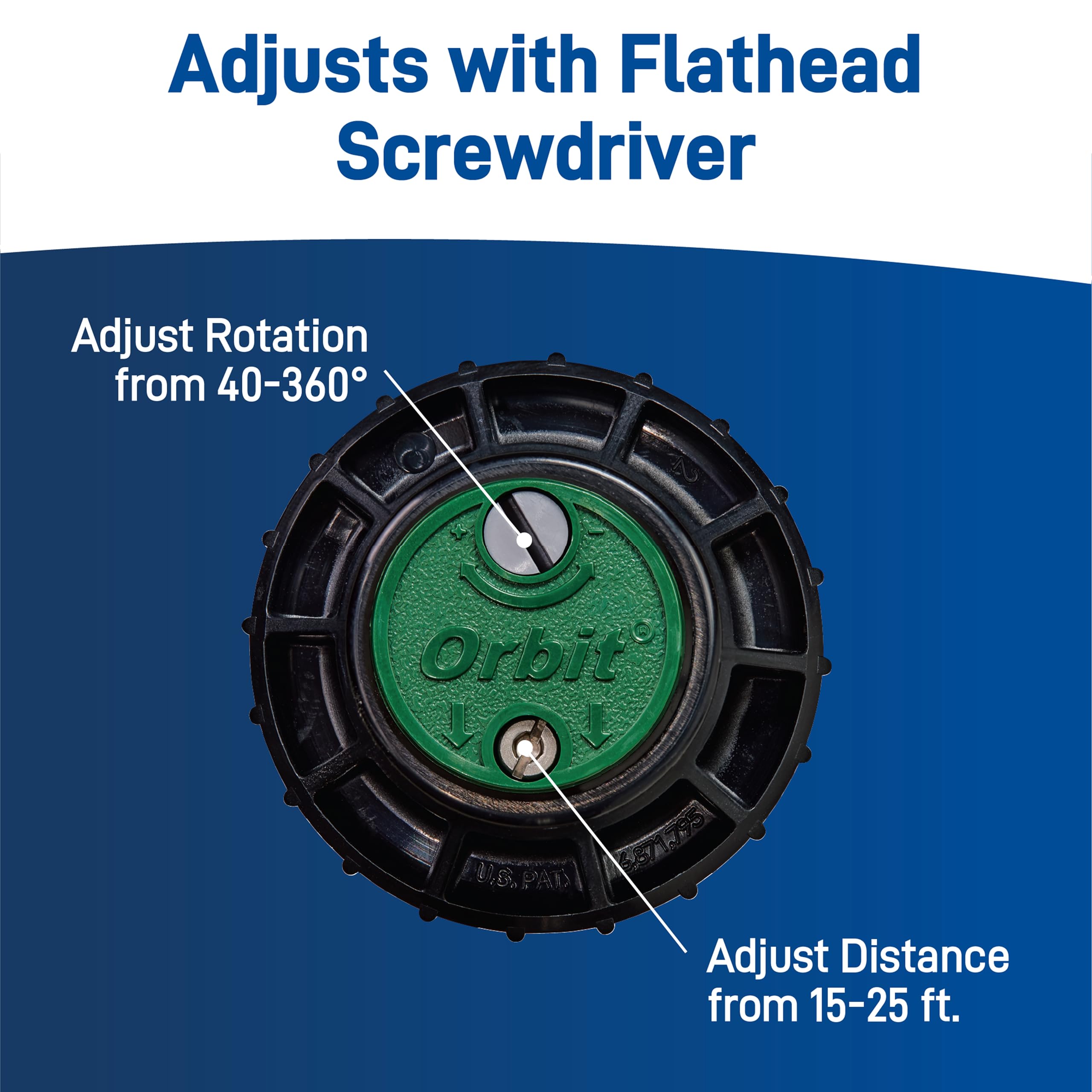 Orbit Saturn III adjustable radius and throw tailor irrigation coverage.