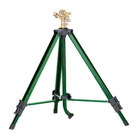Orbit 56667Z tripod sprinkler with 360-degree rotation for even lawn coverage.