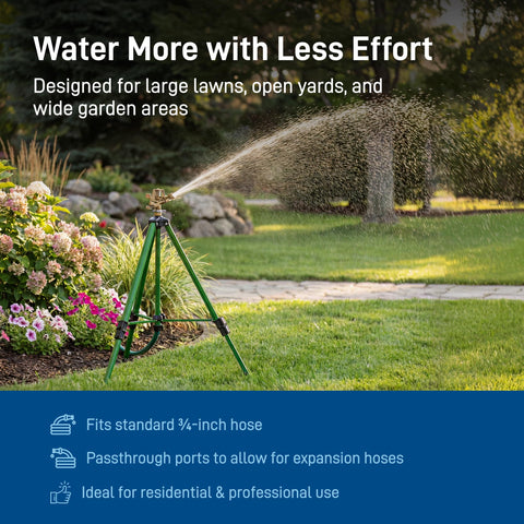 Orbit wide-area watering suitable for large lawns and expansive borders.