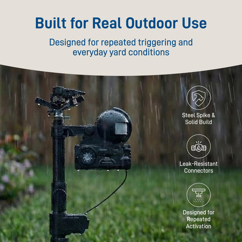 Orbit Yard Enforcer outdoor deterrent keeps deer and cats away safely.