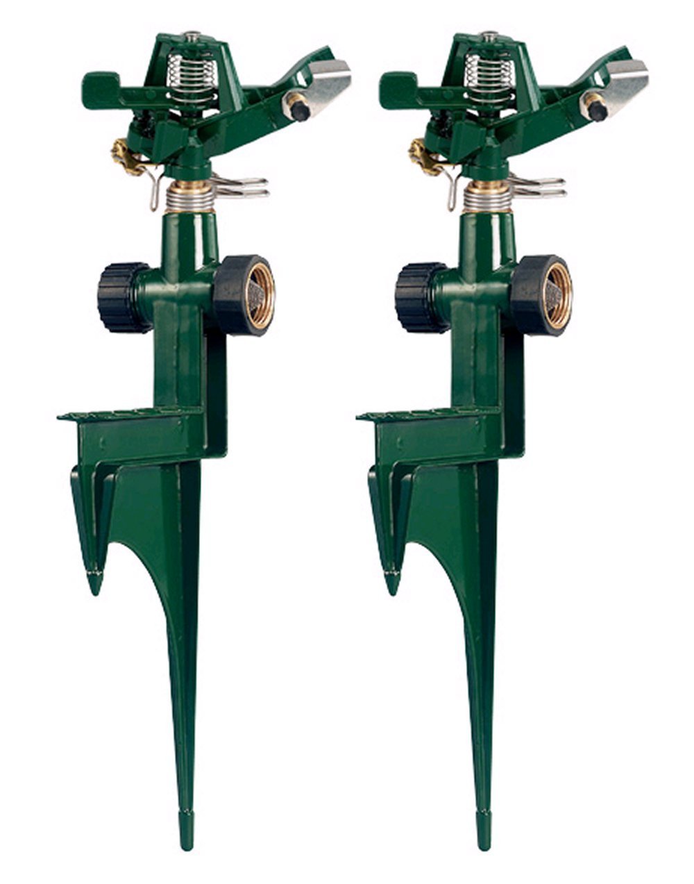 Orbit zinc impact sprinkler on metal step spike watering up to 85 feet