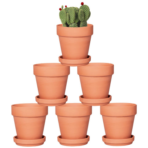 Orceler 4-inch terracotta pot with saucer for compact indoor herbs and drainage.
