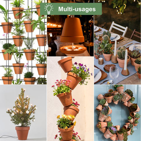 Orceler terracotta pots suited for indoor/outdoor use on balconies or windowsills.