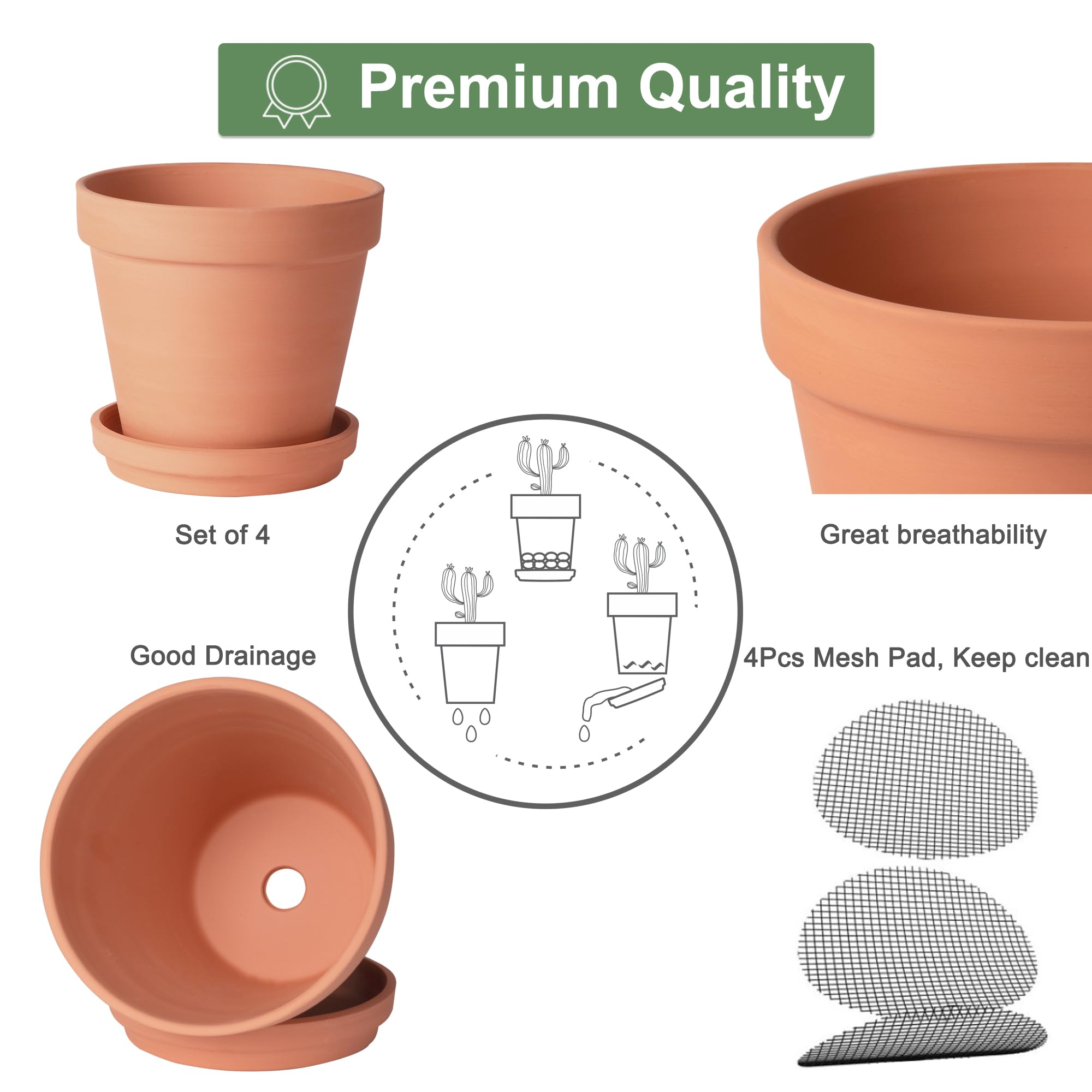 Orceler pot close-up showing breathable clay and quick soil drying.