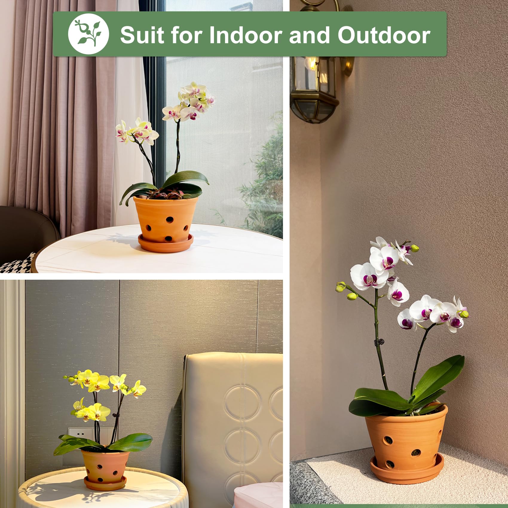 Orceler terracotta pots suitable for orchids and various plants