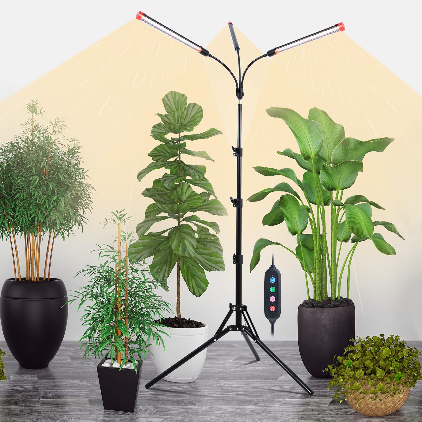 Orchbloom 3Head Grow Light with Stand supports year-round indoor plant growth.