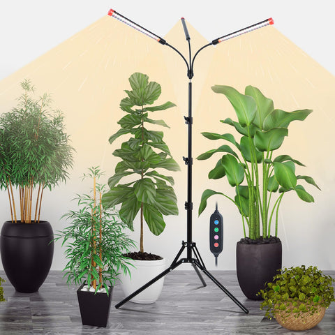 Orchbloom 3Head Grow Light with Stand supports year-round indoor plant growth.