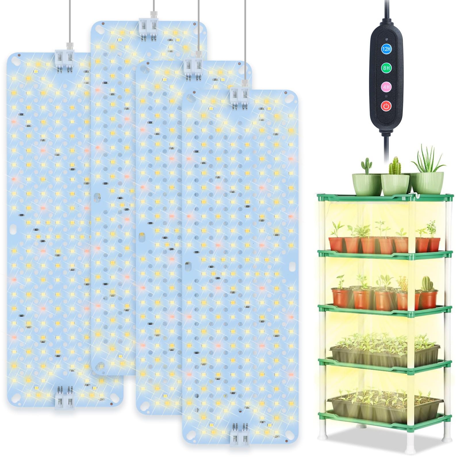 Orchbloom panel grow lights setup on a shelf for easy indoor gardening