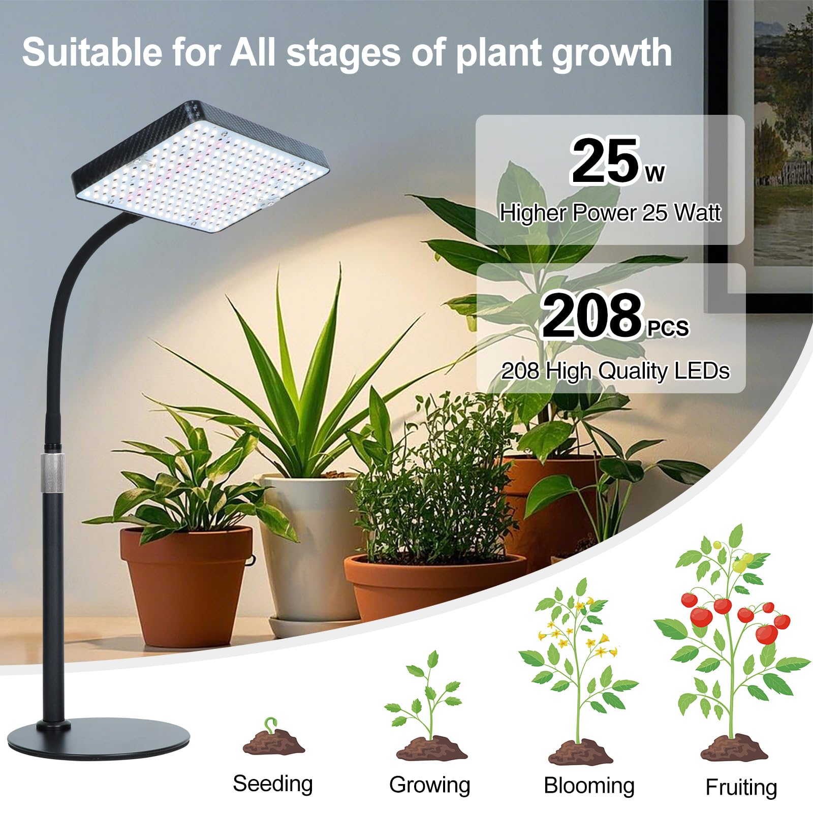 Orchbloom full-spectrum glow for indoor plants on desk