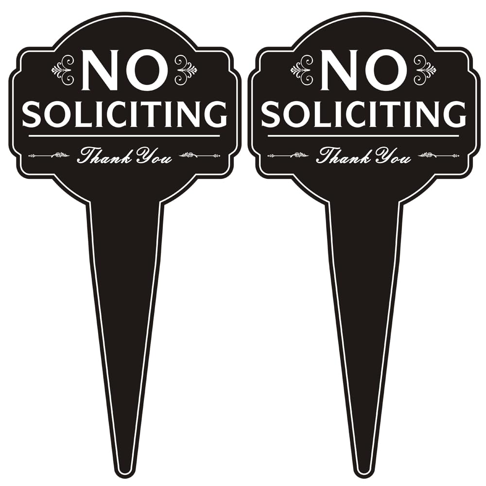 Oreadex no-soliciting sign for house and yard with black aluminum finish deters intrusions.