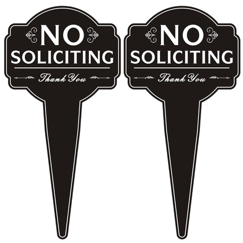 Oreadex no-soliciting sign for house and yard with black aluminum finish deters intrusions.