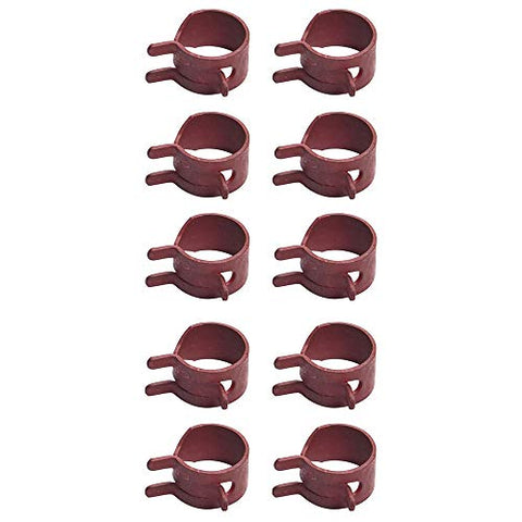 Oregon 02-040 hose clamps 10-pack in use on fuel line for reliable sealing.