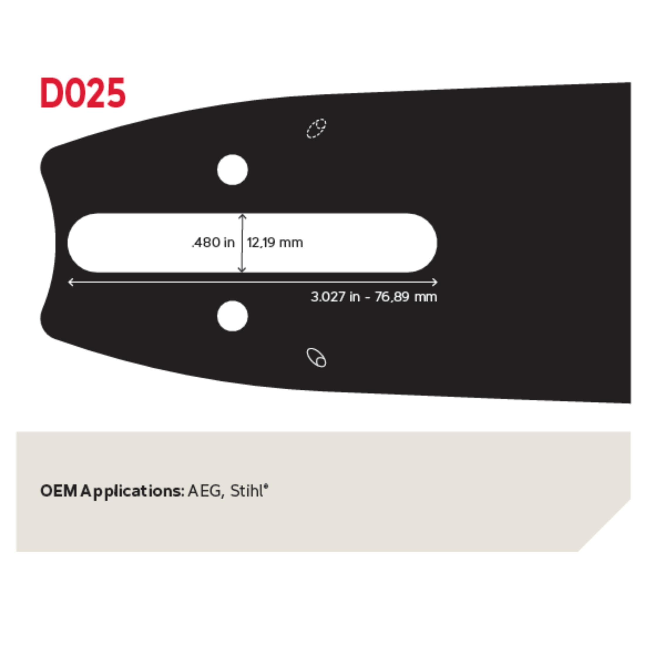 Oregon 105670 suited for 38-62 cc saws with D025 mount.