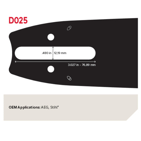 Oregon 105670 suited for 38-62 cc saws with D025 mount.