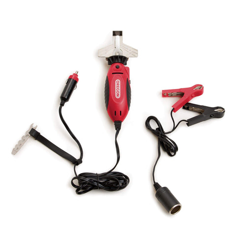 Oregon 12V Sure Sharp front view, compact sharpening tool for quick chainsaw maintenance
