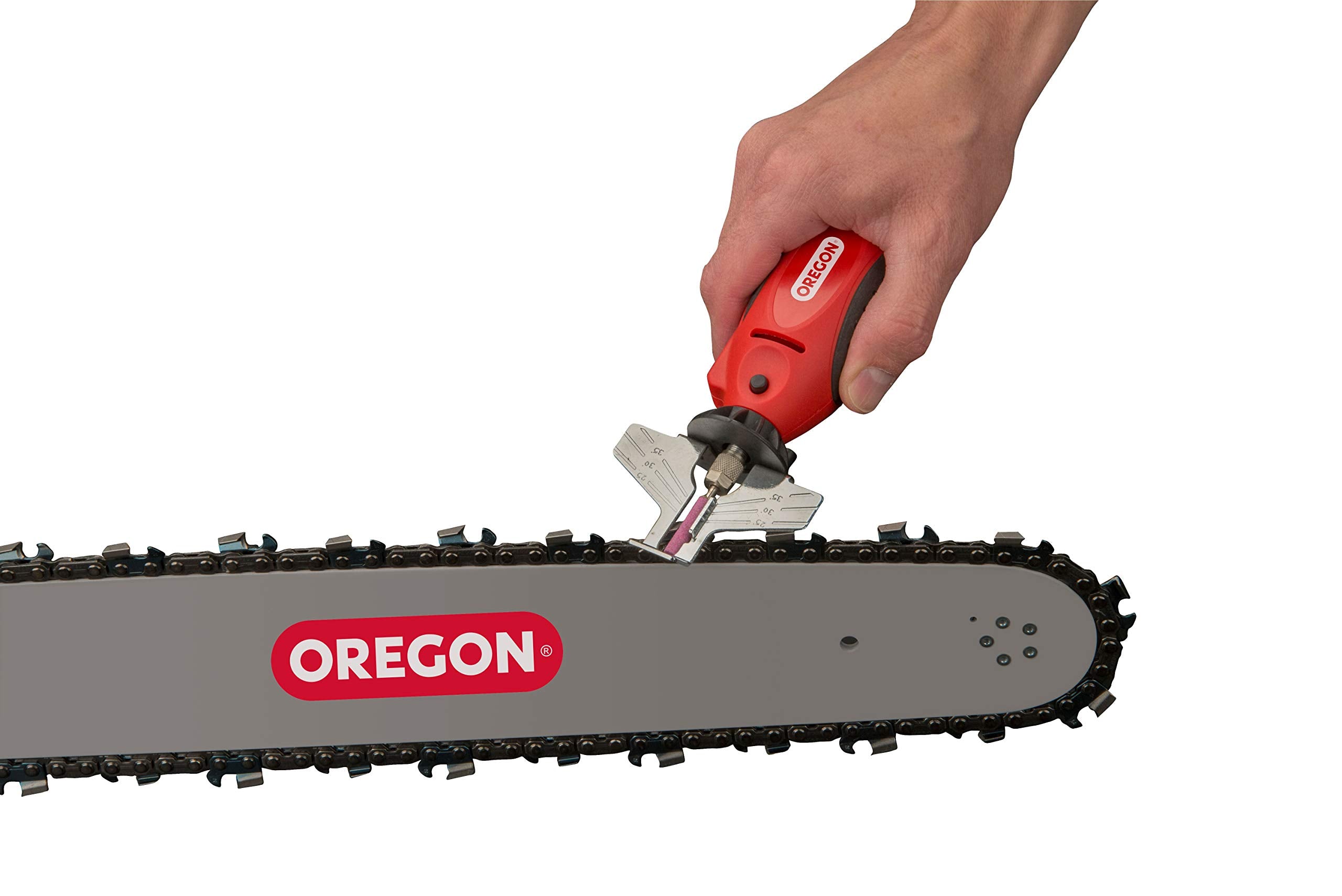 Oregon 12V Sure Sharp stones and wrench close-up for versatile sharpening