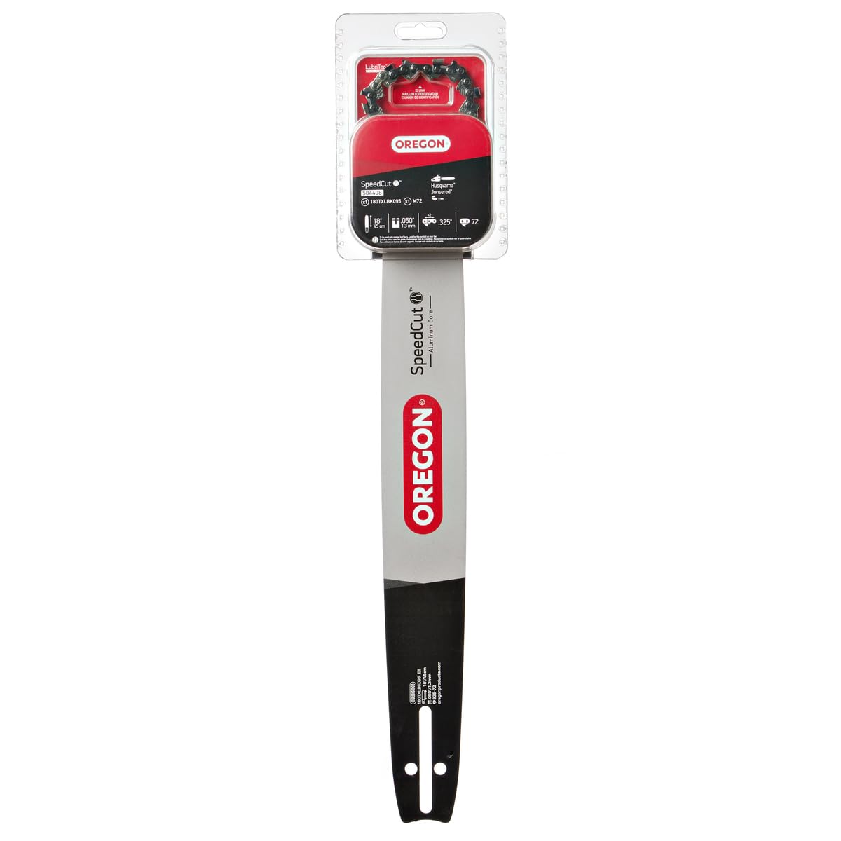 Oregon 18-inch bar with M72 SpeedCut chain for Husqvarna compatibility