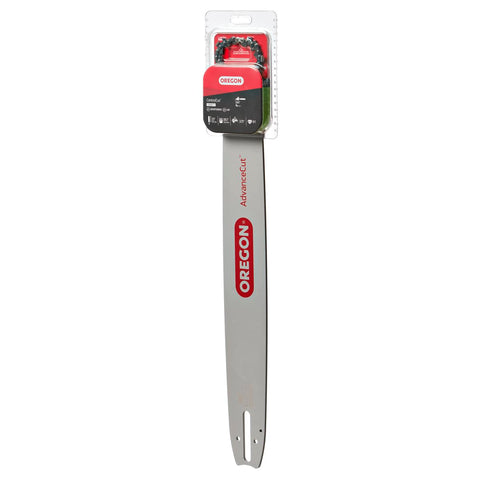 Oregon 20-inch replacement bar viewed from the side for durable yard work.