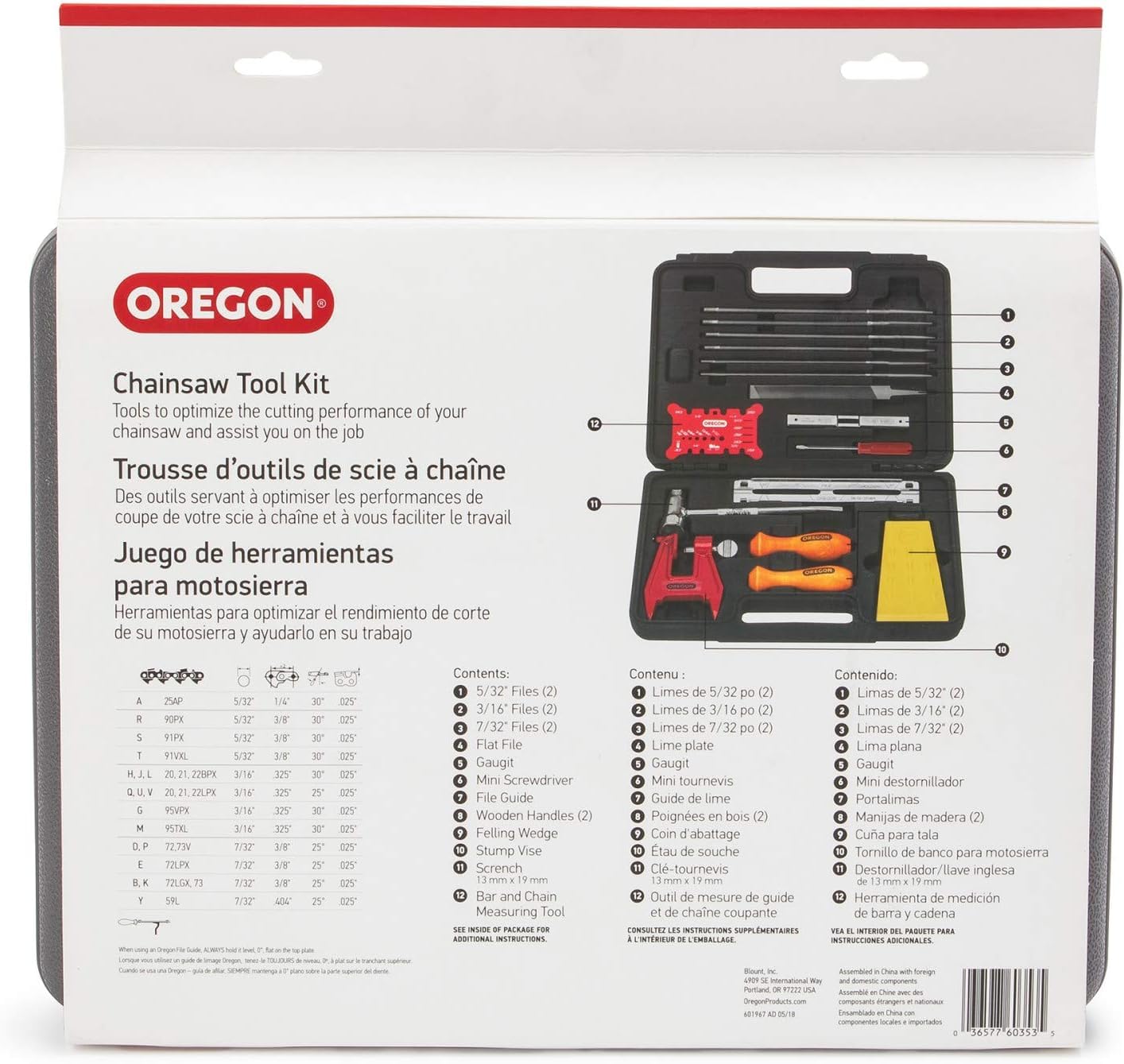 Oregon 3-16 round files for smooth, consistent chain edges.