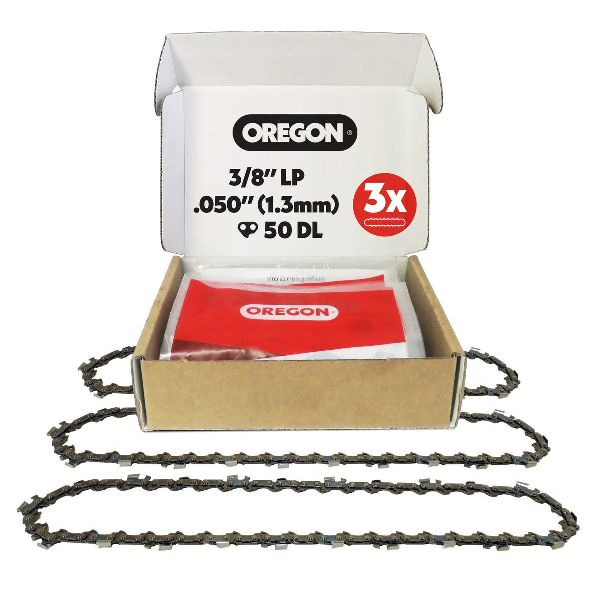 Oregon 3-pack 38lp pitch chain delivers smooth cutting on a 14 inch bar