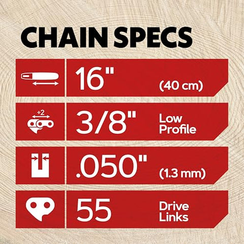 Oregon 3-Pack chain mounted on chainsaw bar