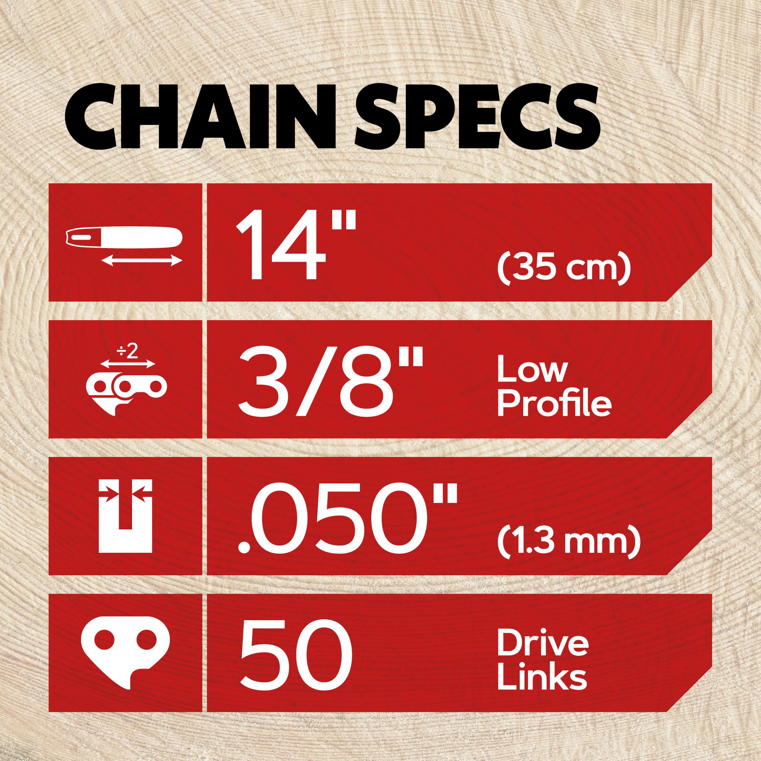 Oregon 50 drive links for durable chain life during heavy jobs