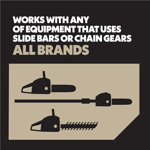 Oregon 54-026C packaging label highlighting premium all-season lubrication