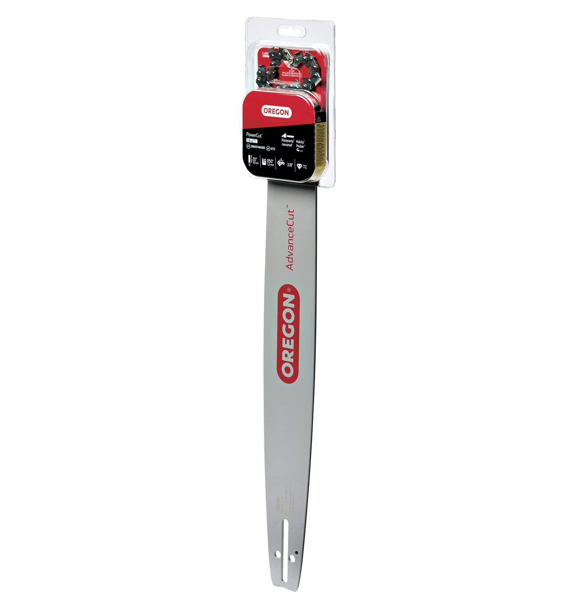 Oregon 584271 guide bar and chain in use delivers steady cutting action
