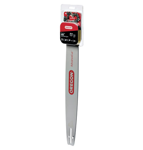Oregon 584271 guide bar and chain in use delivers steady cutting action