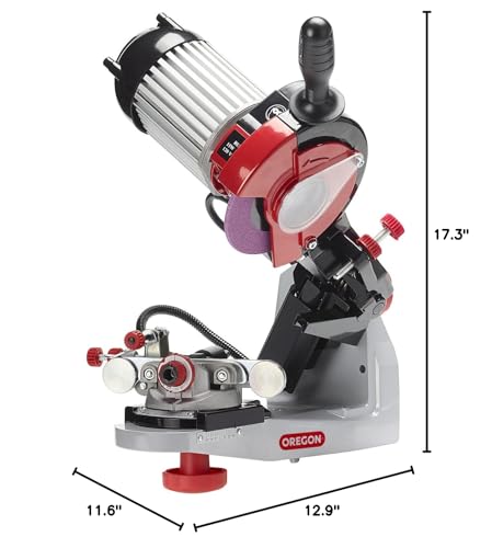 Oregon 620-120 built‑in light boosts visibility during sharpening