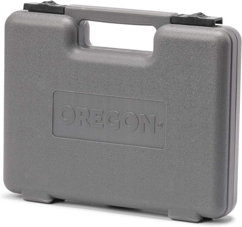 Oregon 7-32 round files enabling controlled edge restoration in tough wood.