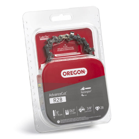Oregon AdvanceCut 0.043-inch gauge shown for narrow kerf and reduced power draw