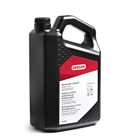 Oregon bar and chain oil cap close-up emphasizes easy pouring