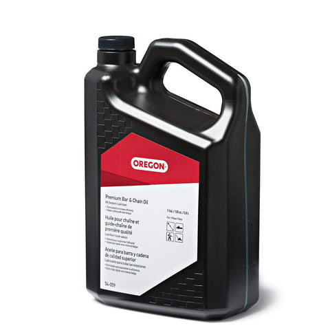 Oregon bar and chain oil on saw usage demonstrates all-season lubrication